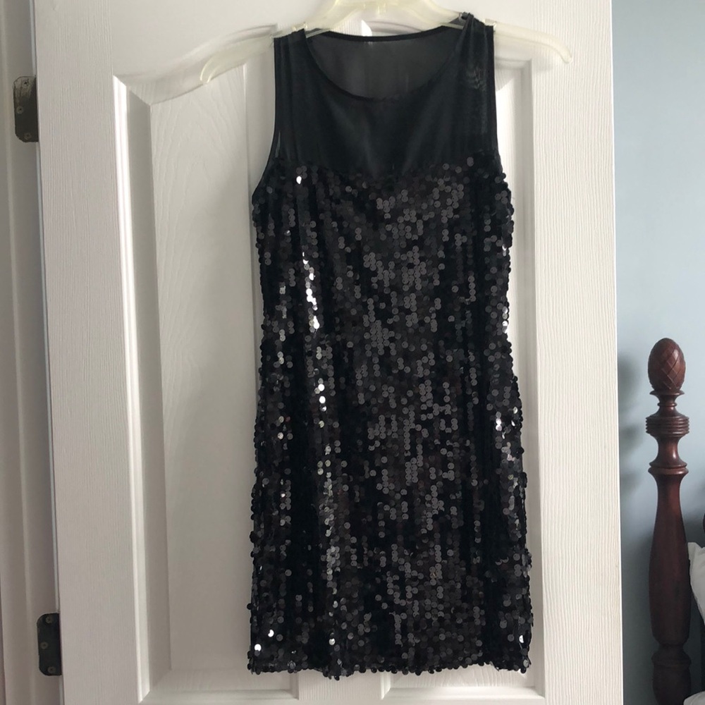 Mini black sequin dress